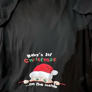Baby's 1st Christmas Black Maternity T-Shirt Size medium